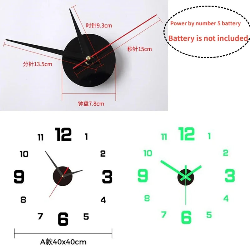 3D Luminous Wall Clock Frameless