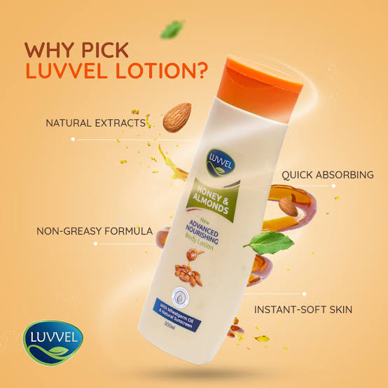 Luvvel - Moisturizing Body Lotion - Honey And Almonds - Natural SunScreen Body Lotion - 300 ML