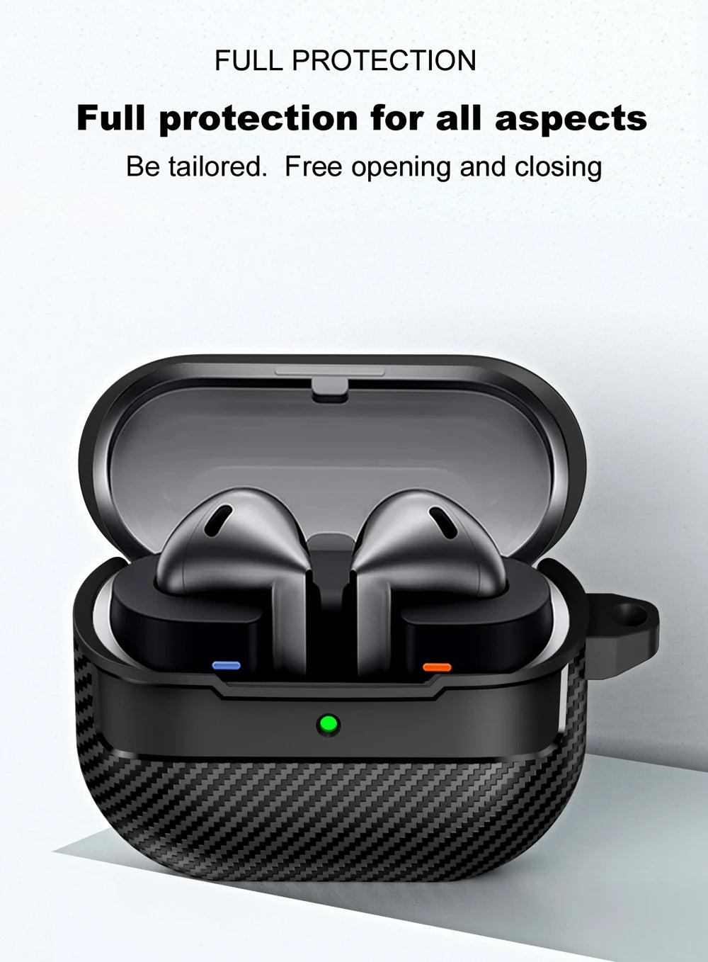 New Carbon Fiber Earphone Protective Cover For Samsung Galaxy Buds 3 / Buds 3 Pro Cover With Keychain Accessories Shockproof Bag