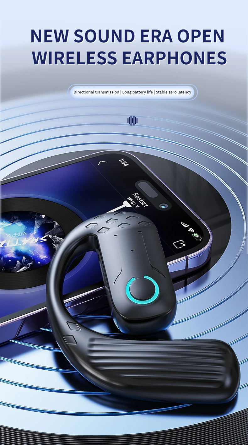 Bluetooth 5.4 Open Wireless Earphone 180° Rotation Adjustable Left Right Ear Universal Headset With Mic For Sport Business Music