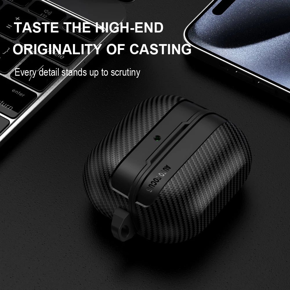 New Carbon Fiber Earphone Protective Cover For Samsung Galaxy Buds 3 / Buds 3 Pro Cover With Keychain Accessories Shockproof Bag