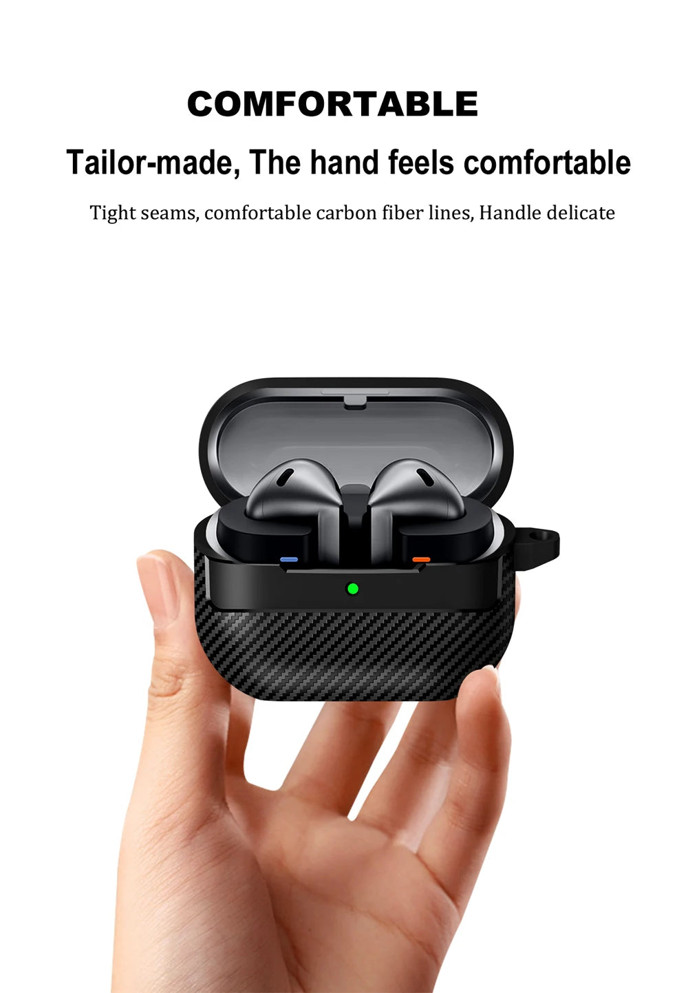 New Carbon Fiber Earphone Protective Cover For Samsung Galaxy Buds 3 / Buds 3 Pro Cover With Keychain Accessories Shockproof Bag