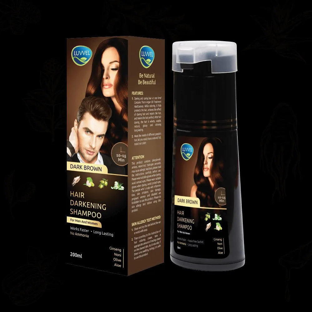 Luvvel Dark Brown Shampoo Color For Men And Women 200ml