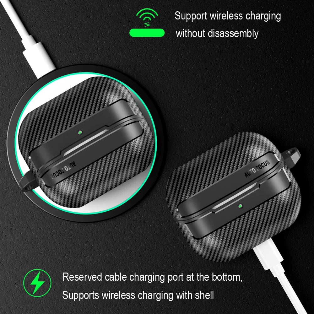 New Carbon Fiber Earphone Protective Cover For Samsung Galaxy Buds 3 / Buds 3 Pro Cover With Keychain Accessories Shockproof Bag