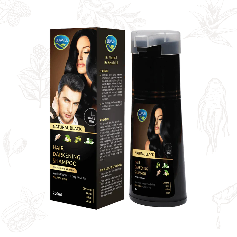 Luvvel Dark Brown Shampoo Color For Men And Women 200ml
